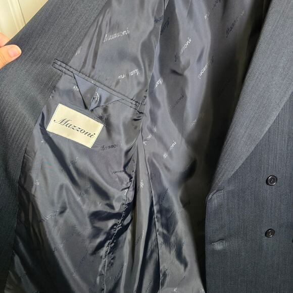 Mazzoni‎ Blazer Jacket Men's 42L Navy Polyester - Picture 5 of 12